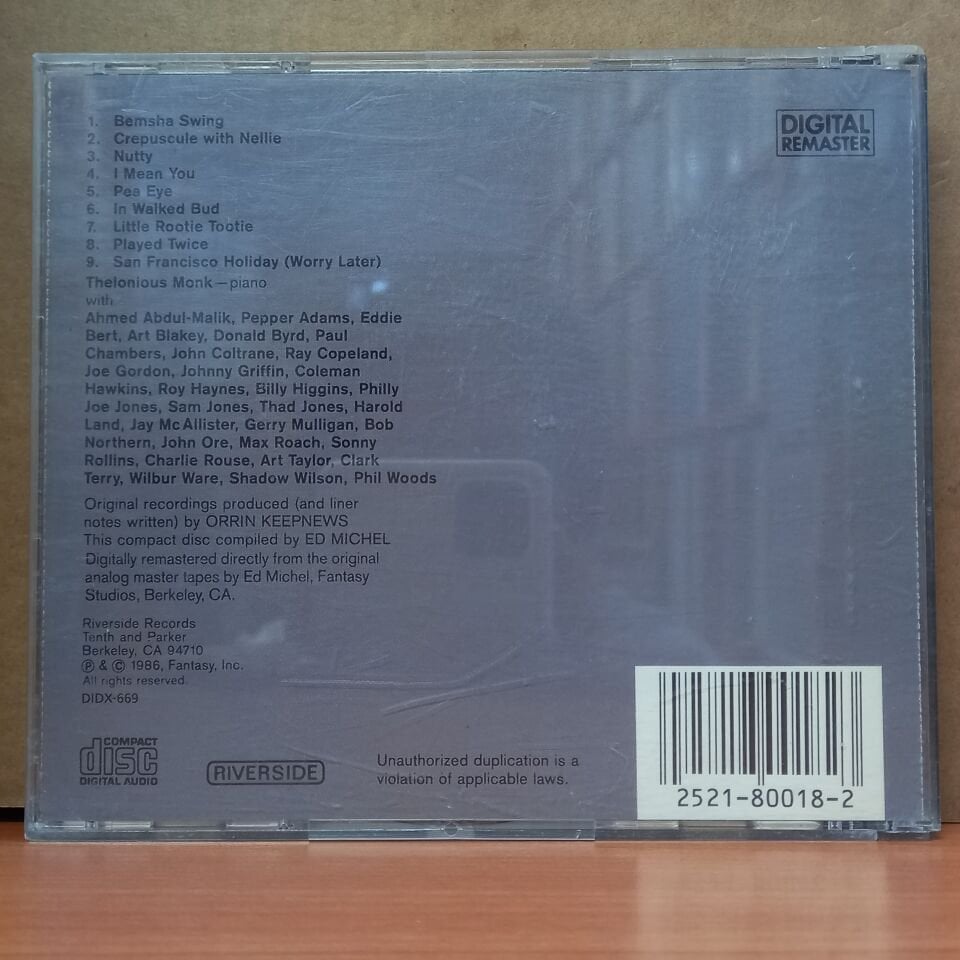 THELONIOUS MONK - AND THE JAZZ GIANTS (1986) - CD 2.EL