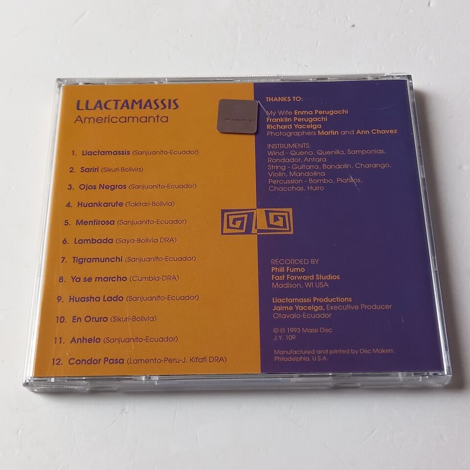 AMERICAMANTA - LLACTAMASSIS / THE NEW EXPRESSION OF ANDEAN FOLKLORE (1993) - CD 2.EL