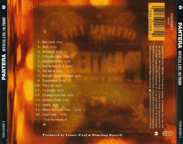 PANTERA - OFFICIAL LIVE: 101 PROOF (1997) - REISSUE CD AMBALAJINDA SIFIR