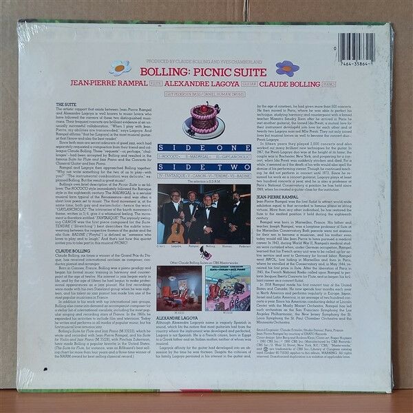 JEAN-PIERRE RAMPAL / ALEXANDRE LAGOYA / CLAUDE BOLLING – PICNIC SUITE (1980) - LP DÖNEM BASKISI SIFIR PLAK