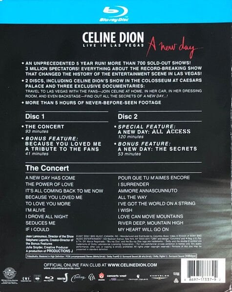 CELINE DION – A NEW DAY... LIVE IN LAS VEGAS (2008)  - 2BLU-RAY AMBALAJINDA SIFIR
