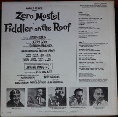 FIDDLER ON THE ROOF - ZERO MOSTEL  ORIGINAL CAST RECORDING - LP 2.EL