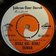 ŞÜKRAN ÖZER DORUK - BİRAZ KÜL BİRAZ DUMAN / BİR BAŞKA EDA -  7'' 45 DEVİR KAPAKSIZ 2.EL PLAK