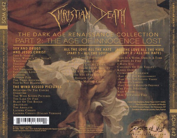 CHRISTIAN DEATH – THE DARK AGE RENAISSANCE COLLECTION PART 2: THE AGE OF INNOCENCE LOST (2021) - 4CD AMBALAJINDA SIFIR