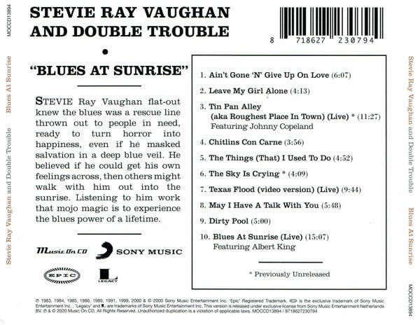 STEVIE RAY VAUGHAN & DOUBLE TROUBLE – BLUES AT SUNRISE (2020) - CD AMBALAJINDA SIFIR