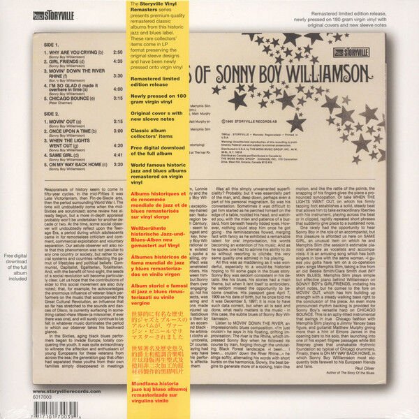 SONNY BOY WILLIAMSON - THE BLUES OF SONNY BOY WILLIAMSON (1963) - LP 180GR 2015 EDITION HARMONICA BLUES SIFIR PLAK