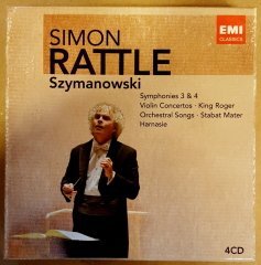 SZYMANOWSKI SYMP No 3 & 4 / VIOLIN CONCERTOS SIMON RATTLE 4CD BOX 2.EL