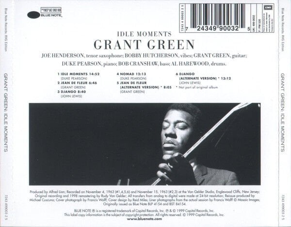GRANT GREEN – IDLE MOMENTS (1965) - CD REMASTERED 1999 REISSUE JEWEL CASE AMBALAJINDA SIFIR
