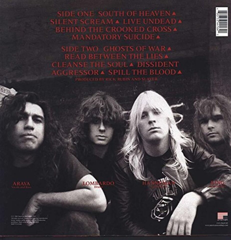 SLAYER - SOUTH OF HEAVEN (1988) - LP 180GR 2013 EDITION REISSUE SIFIR PLAK