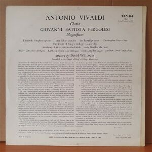 VIVALDI: GLORIA / PERGOLESI: MAGNIFICAT / DAVID WILLCOCKS, THE CHOIR OF KING'S COLLEGE CAMBRIDGE (1966) - LP 2.EL PLAK
