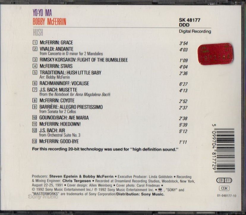 YO-YO MA & BOBBY MCFERRIN – HUSH (1992) - CD 2.EL