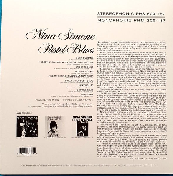 NINA SIMONE - PASTEL BLUES (1965) - LP 180GR 2016 EDITION SIFIR PLAK