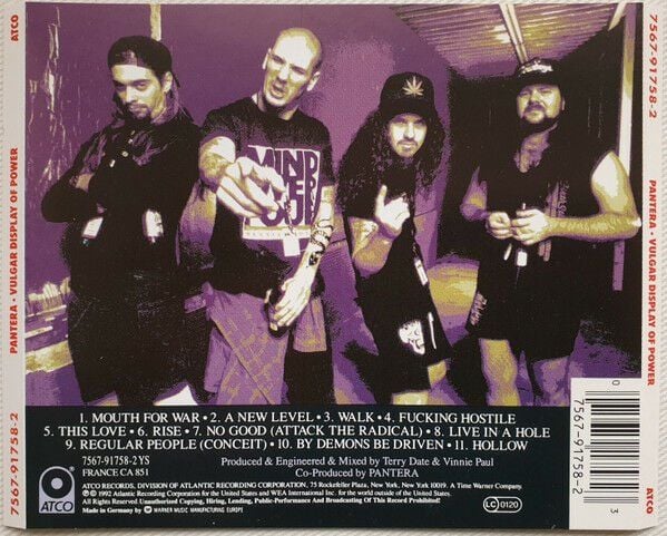 PANTERA - VULGAR DISPLAY OF POWER (1992) CD AMBALAJINDA SIFIR