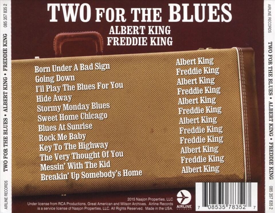 ALBERT KING / FREDDIE KING – TWO FOR THE BLUES (2015) - CD JEWEL CASE AMBALAJINDA SIFIR