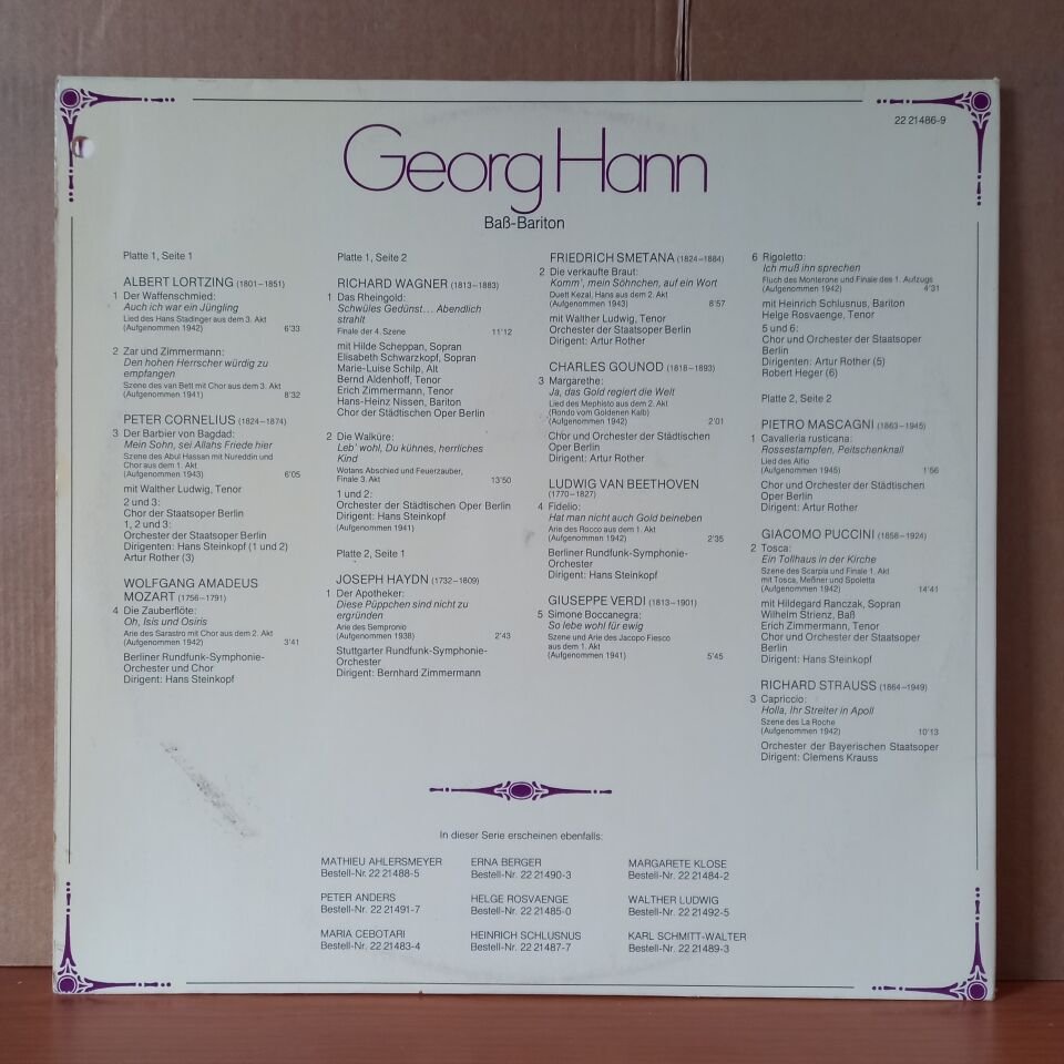 GEORG HANN – HISTORISCHE AUFNAHMEN AUS DEN JAHREN 1938-1945 - 2LP 2.EL PLAK