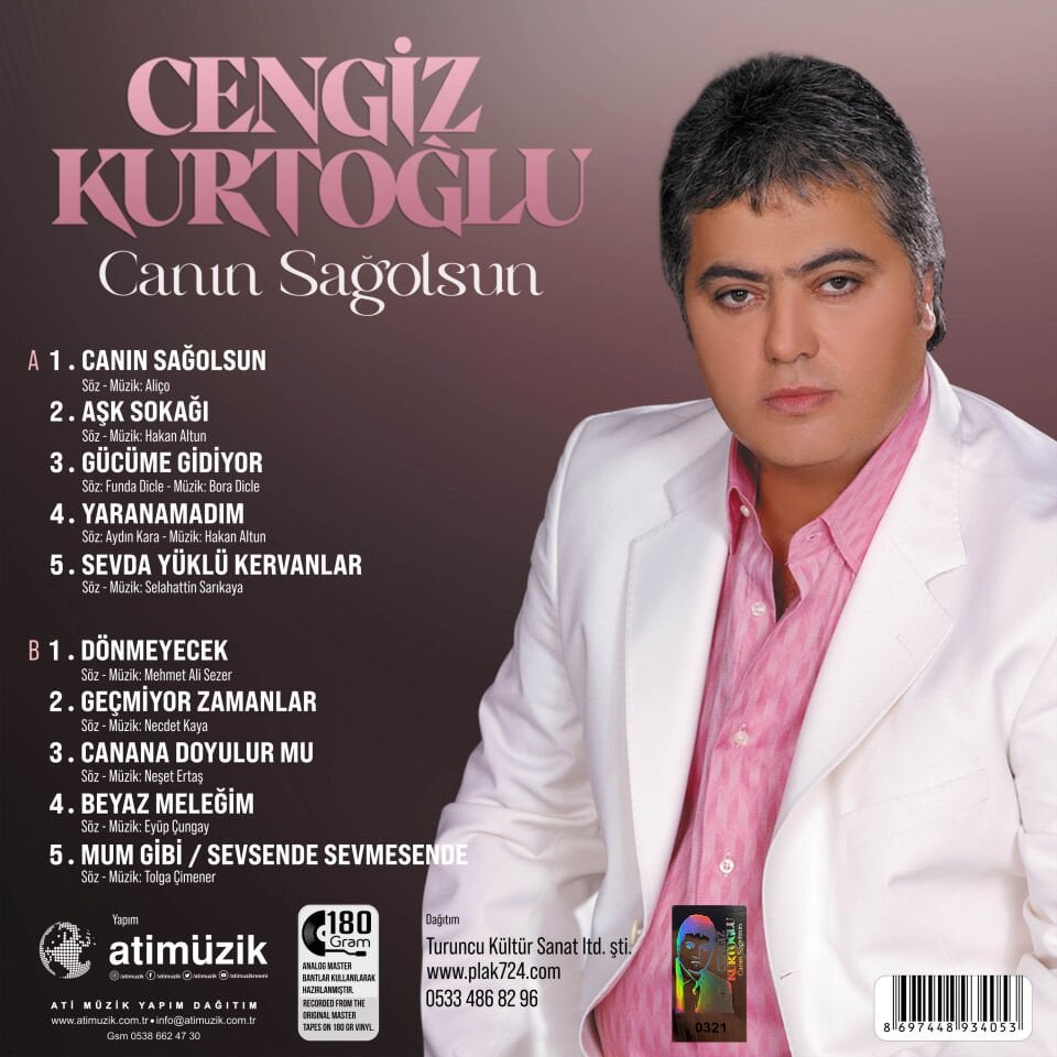 CENGİZ KURTOĞLU - CANIN SAĞOLSUN (2006) - LP 180GR 2025 BASIM NUMARALI RENKLİ SIFIR PLAK