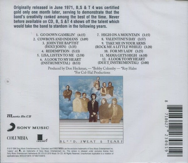 BLOOD, SWEAT & TEARS – B, S & T 4 (1996) -CD REMASTERED REISSUE 2019 AMBALAJINDA SIFIR