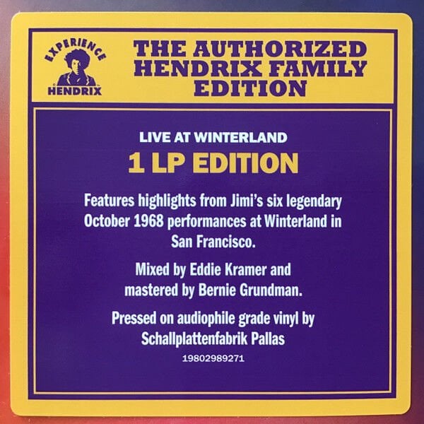 JIMI HENDRIX EXPERIENCE - WINTERLAND / 1968 LIVE (2011) - LP 2026 EDITION SIFIR PLAK