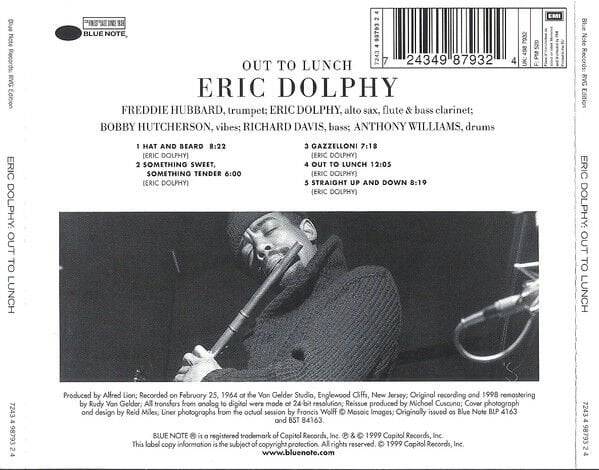 ERIC DOLPHY – OUT TO LUNCH! (1964) - CD REMASTERED 1999 REISSUE JEWEL CASE AMBALAJINDA SIFIR