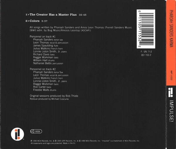PHAROAH SANDERS – KARMA (1969) - CD REMASTERED 1995 REISSUE DIGIPAK AMBALAJINDA SIFIR