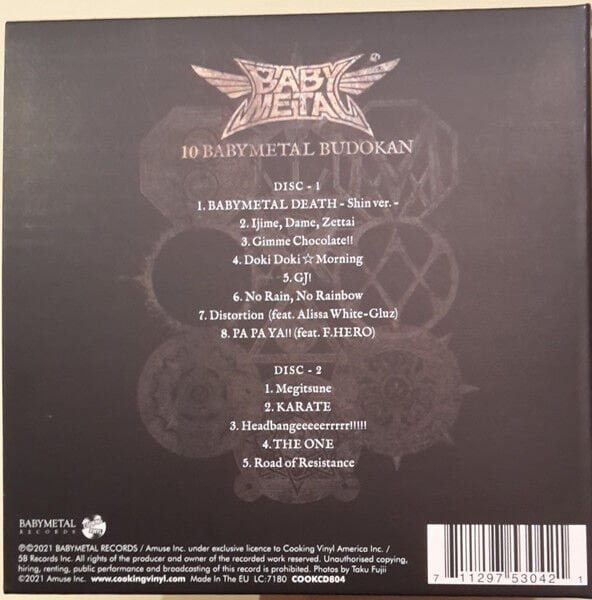 BABYMETAL – 10 BABYMETAL BUDOKAN (2021) - 2CD DIGISLEEVE AMBALAJINDA SIFIR