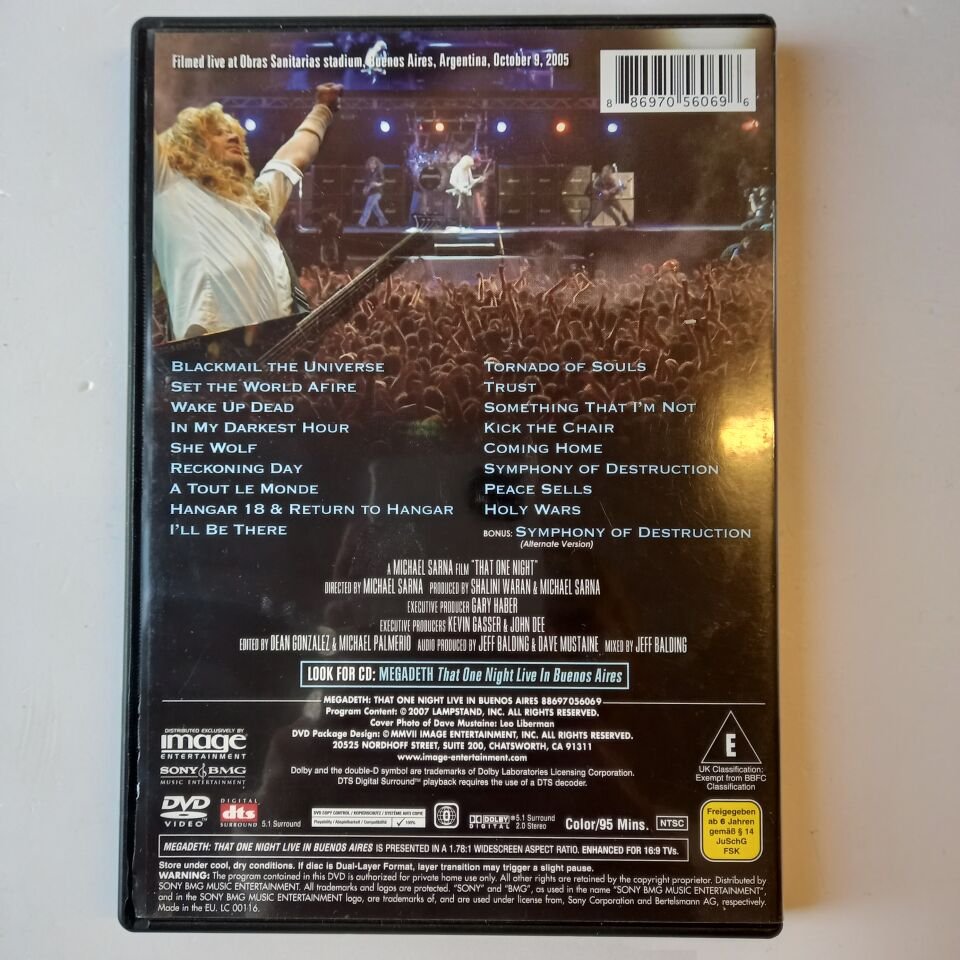 MEGADETH - THAT ONE NIGHT - LIVE IN BUENOS AIRES - DVD 2.EL