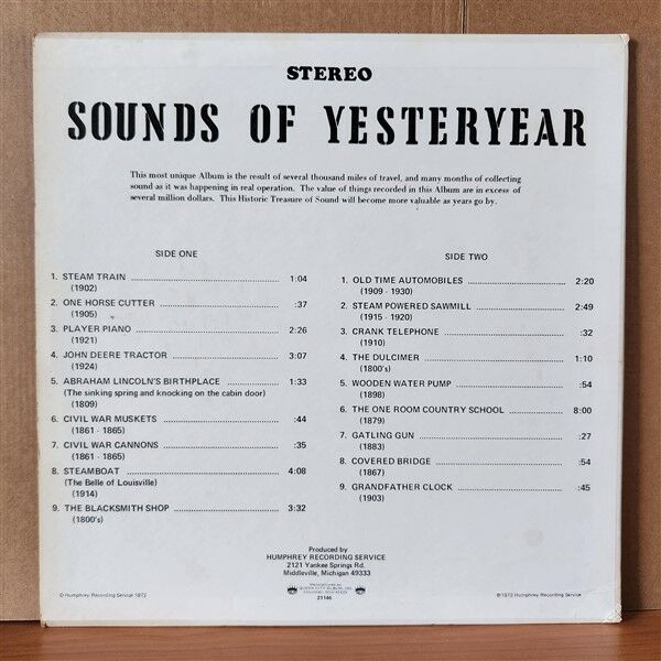 SOUNDS OF YESTERYEAR (1972) - LP 2.EL PLAK