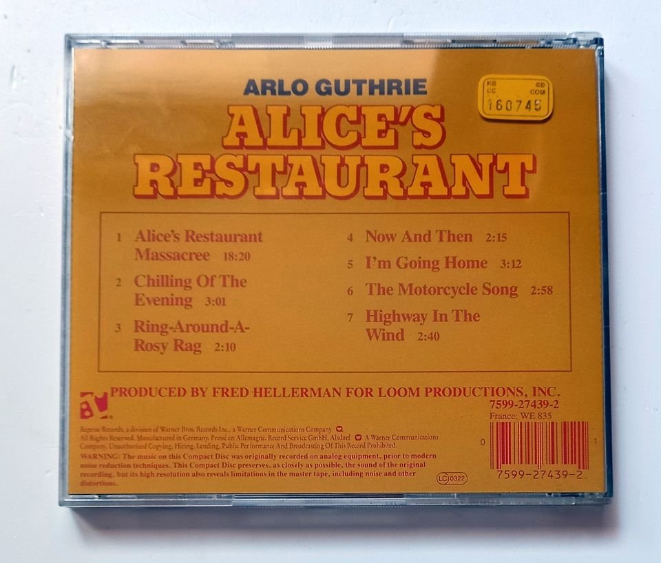 ARLO GUTHRIE – ALICE'S RESTAURANT (1967) - CD REISSUE 2.EL
