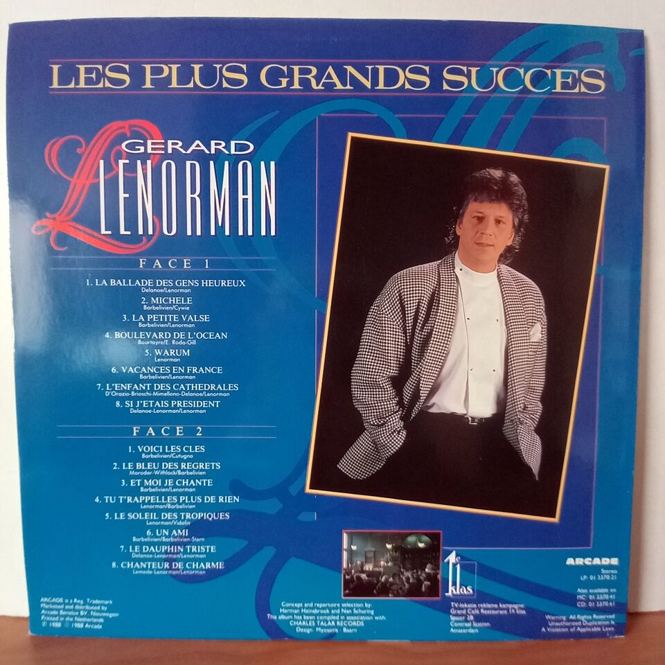 GERARD LENORMAN – LES PLUS GRANDS SUCCES (1988) - LP 2.EL PLAK