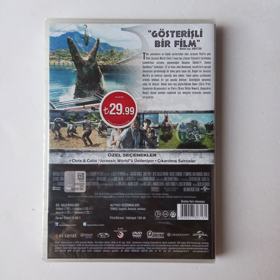 JURASSIC WORLD - CHRIS PRATT - DVD AMBALAJINDA SIFIR