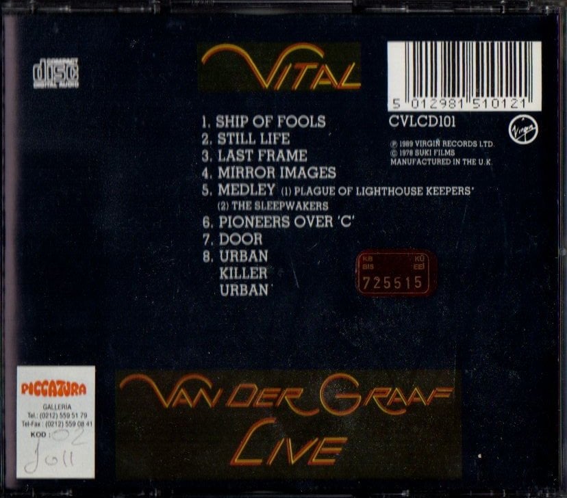 VAN DER GRAAF - VITAL / LIVE (1978) - CD 1989 EDITION 2.EL