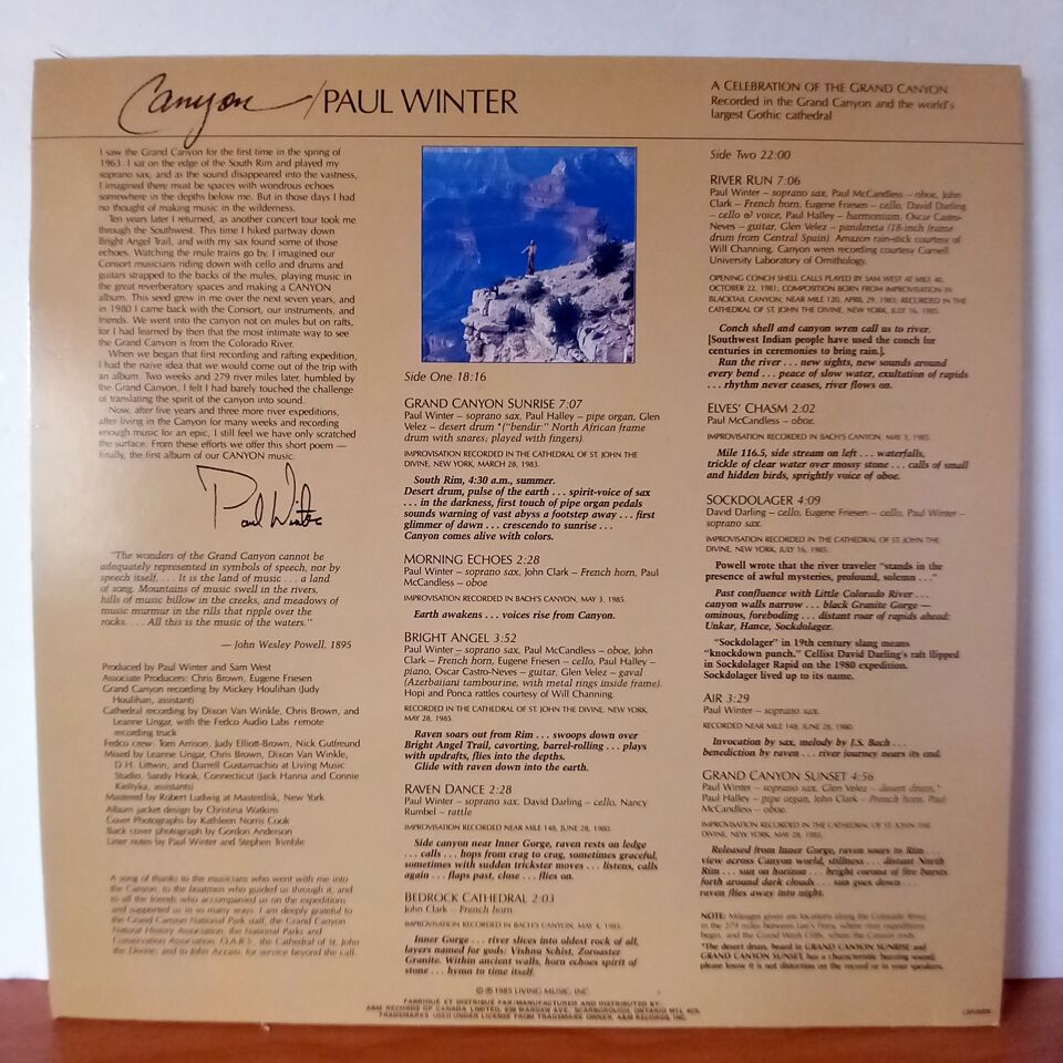 PAUL WINTER – CANYON (1985) - LP 2.EL PLAK