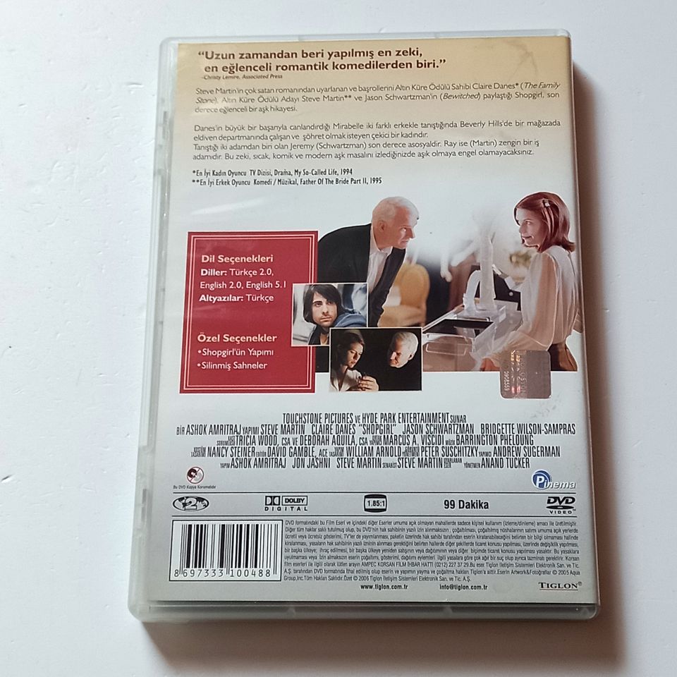 SHOPGIRL - AŞKI ARARKEN - STEVE MARTIN, CLAIRE DANES, JASON SCHWARTZMAN - DVD 2.EL