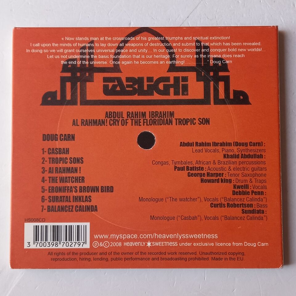 ABDUL RAHIM IBRAHIM FORMERLY DOUG CARN – AL RAHMAN! CRY OF THE FLORIDIAN TROPIC SON (1977) - CD 2008 REISSUE DIGIPAK 2.EL