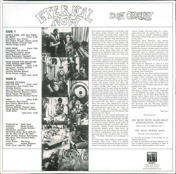 DON CHERRY - ETERNAL NOW (1974) - LP ORIGINAL ARTWORK 2022 COLOURED EDITION SIFIR PLAK