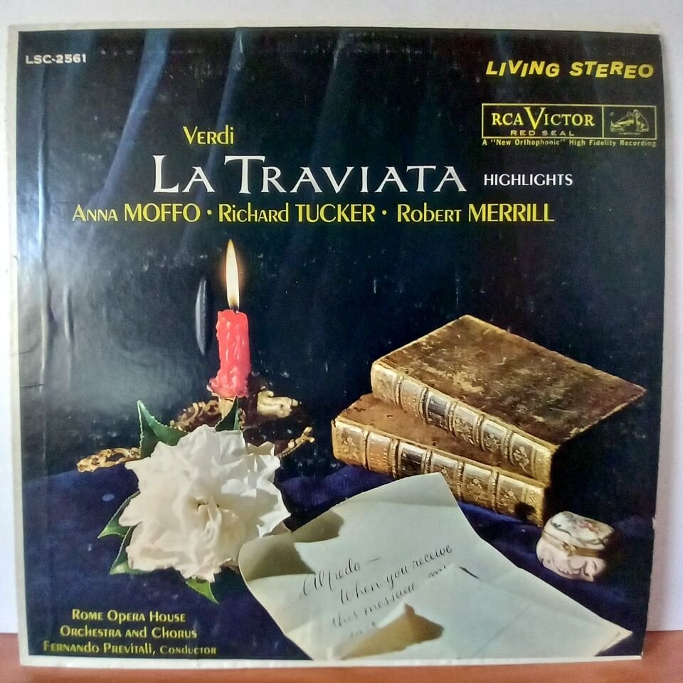 VERDI: LA TRAVIATA HIGHLIGHTS / ANNA MOFFO, RICHARD TUCKER, ROBERT MERRILL, ROME OPERA HOUSE ORCHESTRA AND CHORUS, FERNANDO PREVITALI (1961) - LP 2.EL PLAK