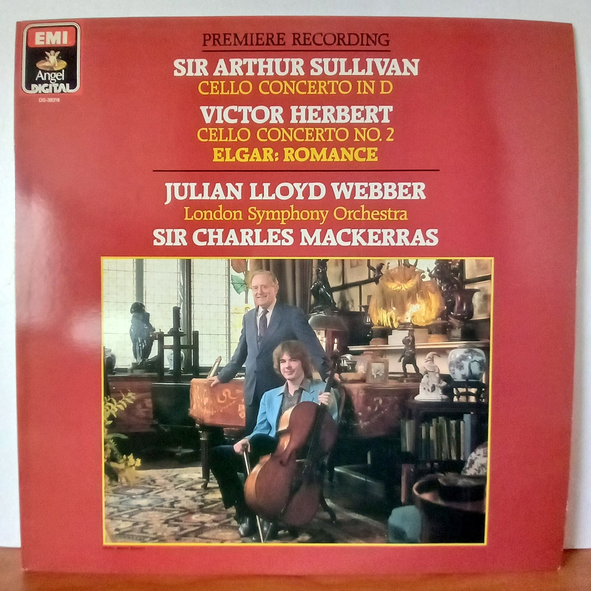 SIR ARTHUR SULLIVAN: CELLO CONCERTO IN D / VICTOR HERBERT: CELLO CONCERTO NO. 2 / ELGAR: ROMANCE / JULIAN LLOYD WEBBER, LONDON SYMPHONY ORCHESTRA, SIR CHARLES MACKERRAS (1986) - LP 2.EL PLAK