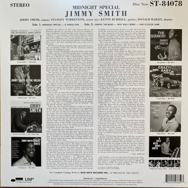 JIMMY SMITH - MIDNIGHT SPECIAL (1961) - LP 180GR BLUE NOTE CLASSIC VINYL SERIES 2023 EDITION SIFIR PLAK