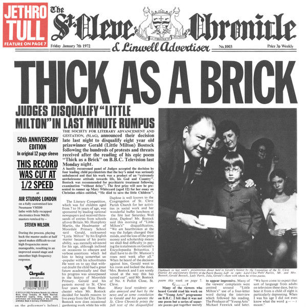 JETHRO TULL - THICK AS A BRICK (1972) - 50TH ANN. EDITION LP STEVEN WILSON SIFIR PLAK