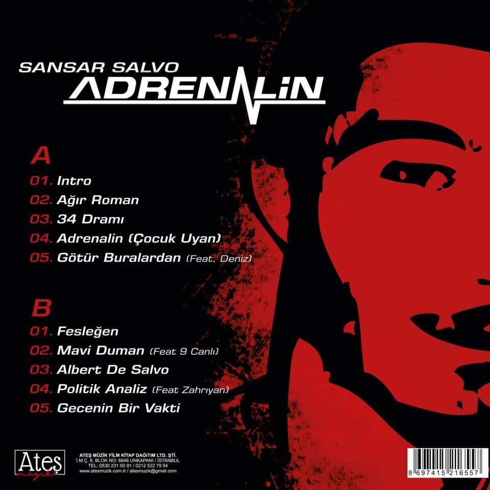 SANSAR SALVO - ADRENALIN (2008) - LP 2026 BASIM TÜRKÇE HIP HOP SIFIR PLAK