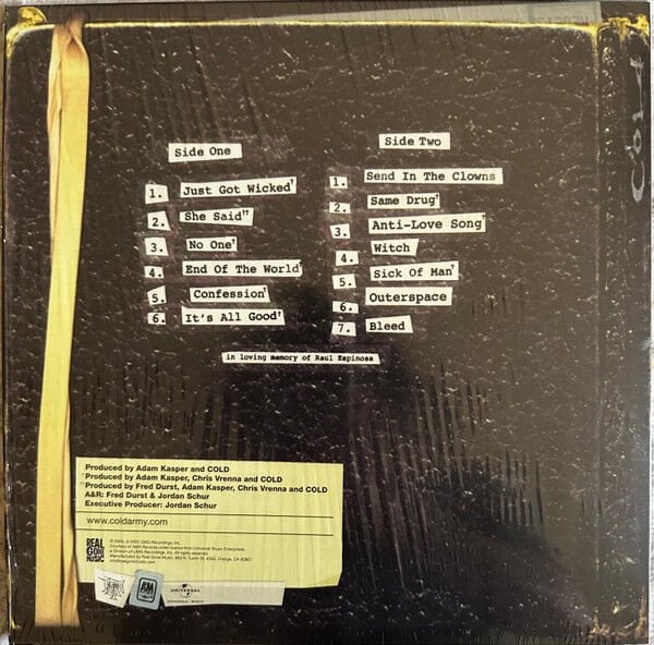 COLD – 13 WAYS TO BLEED ON STAGE (2000) - LP 2025 25TH ANNIVERSARY RELEASE BLUE SMOKE VINYL  SIFIR PLAK