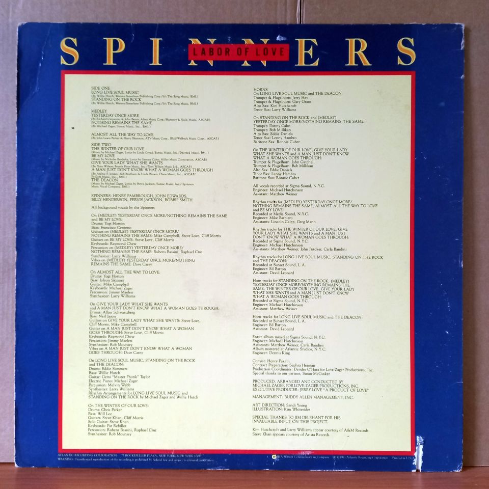 SPINNERS – LABOR OF LOVE (1981) - LP 2.EL PLAK
