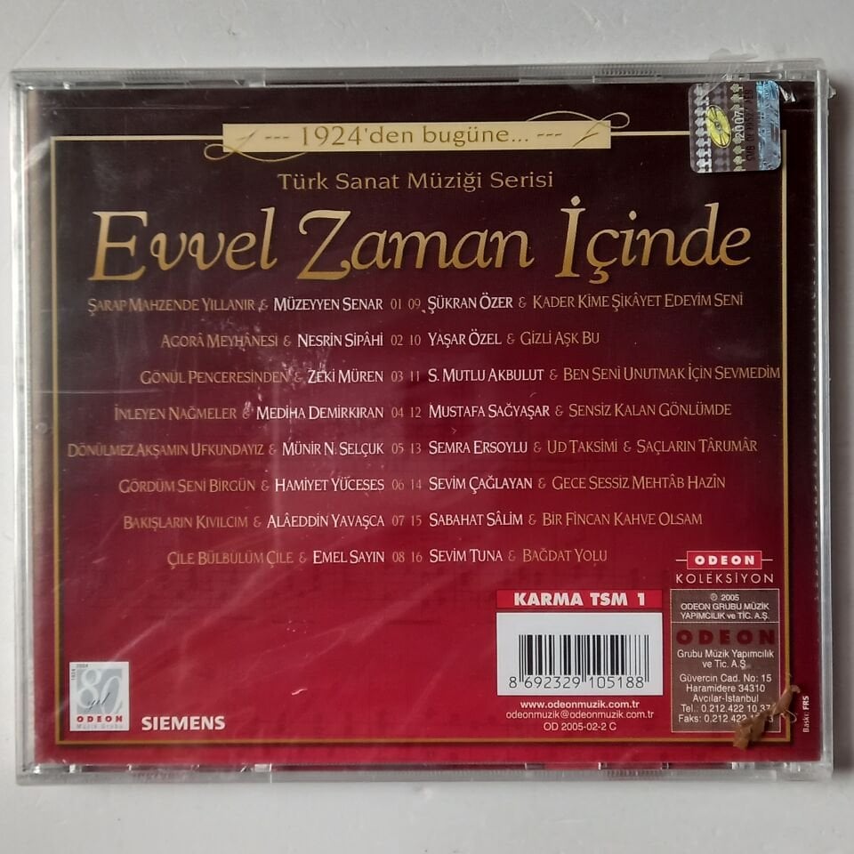 EVVEL ZAMAN İÇINDE - 1924\'DEN BUGÜNE / TÜRK SANAT MÜZIĞI SERISI - CD SIFIR