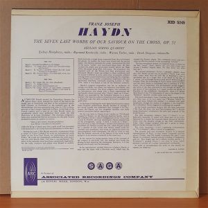 FRANZ JOSEPH HAYDN: THE SEVEN LAST WORDS OF OUR SAVIOUR ON THE CROSS OP.51 / AEOLIAN STRING QUARTET - LP 2.EL PLAK