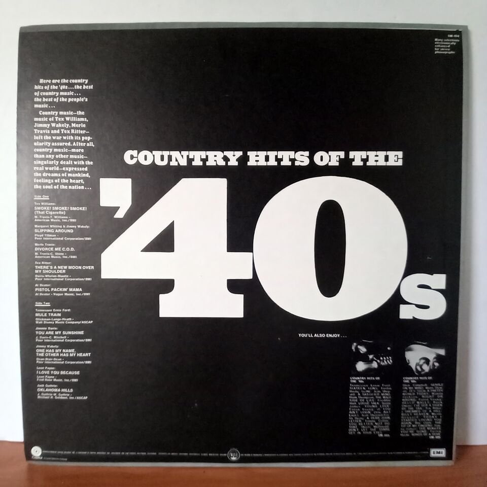 VARIOUS – COUNTRY HITS OF THE \'40S / TEX WILLIAMS, MERLE TRAVIS, TEX RITTER, JIMMIE DAVIS, LEON PAYNE (1972) - LP 2.EL PLAK