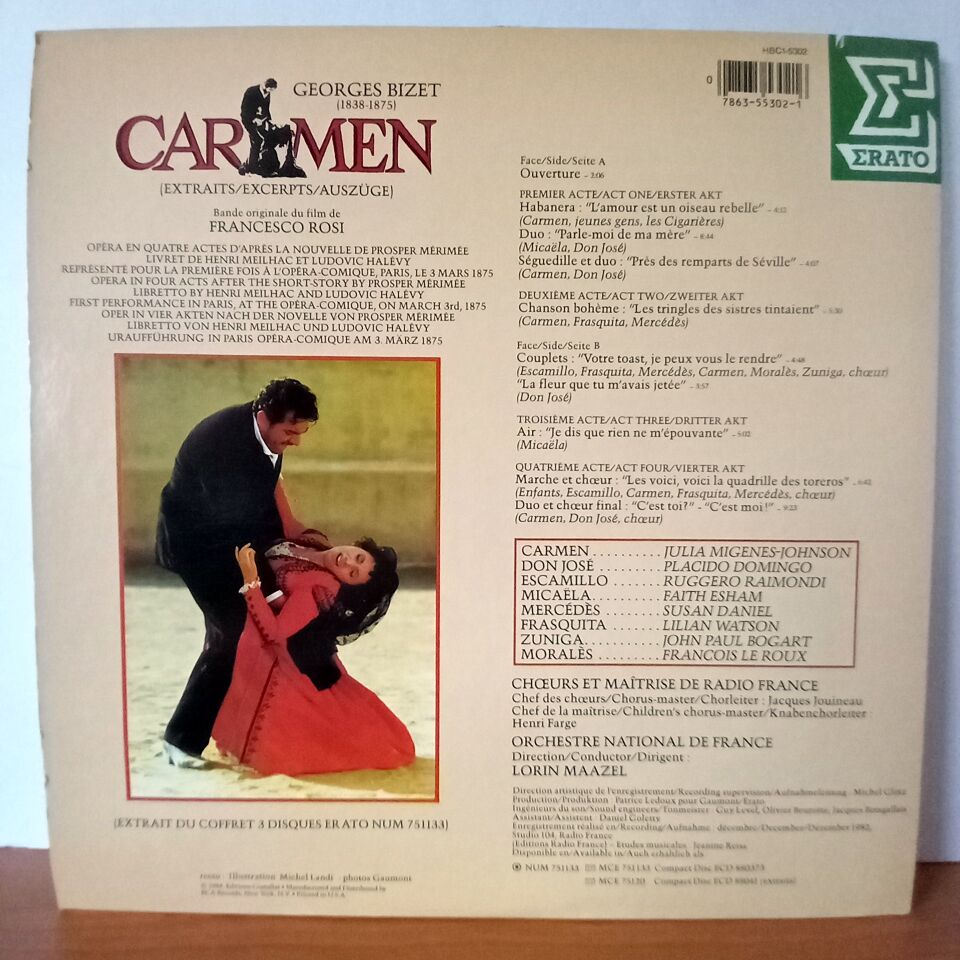GEORGES BIZET: CARMEN / JULIA MIGENES JOHNSON / PLACIDO DOMINGO / RUGGERO RAIMONDI / FAITH ESHAM / LORIN MAAZEL / ORCHESTRE NATIONAL DE FRANCE / CHŒUR / MAITRISE DE RADIO FRANCE (1984) - LP 2.EL PLAK
