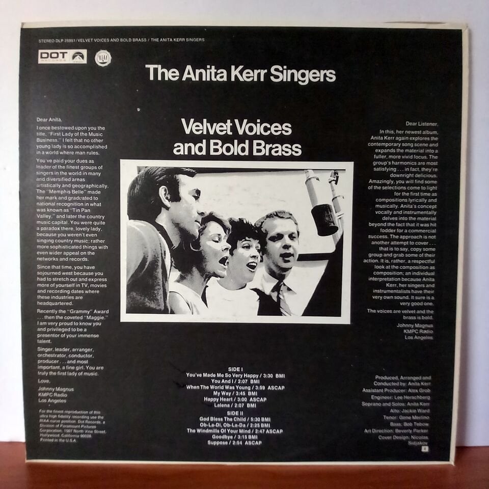 THE ANITA KERR SINGERS – VELVET VOICES AND BOLD BRASS (1969) - LP 2.EL PLAK