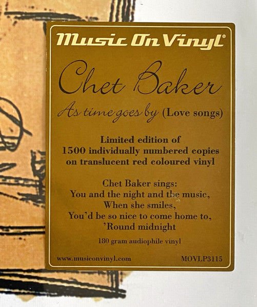 CHET BAKER - AS TIME GOES BY' LOVE SONGS (1990) - 2LP 2023 LIMITED EDITION COLORED PLAK SIFIR