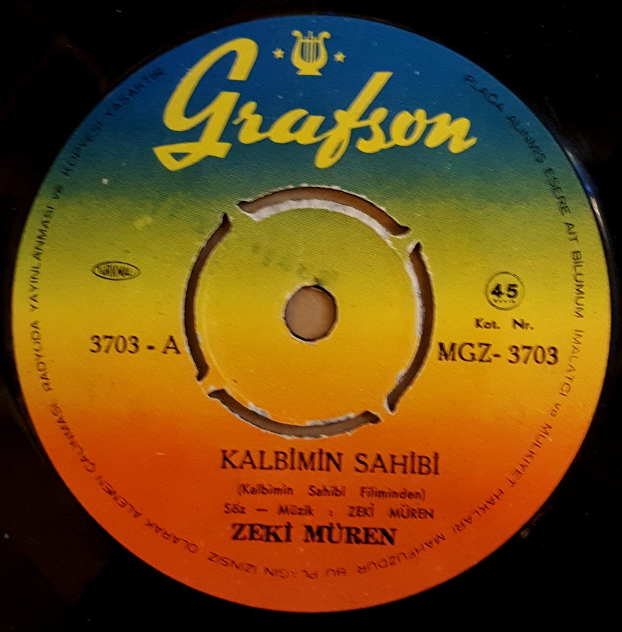 ZEKİ MÜREN - KALBİMİN SAHİBİ / KANLICA - 7'' 45 DEVİR KAPAKSIZ GRAFSON 2.EL