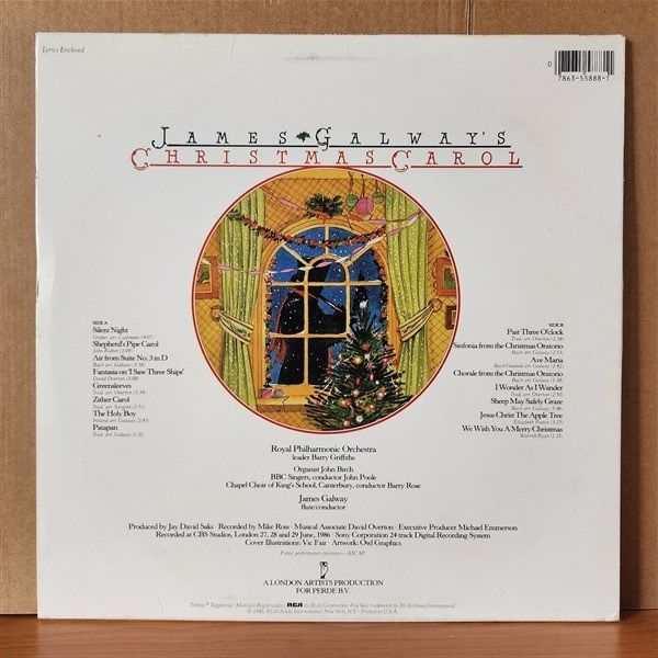 JAMES GALWAY – CHRISTMAS CAROL (1986) - LP 2.EL PLAK